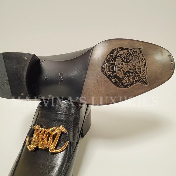 GUCCI SHOES EBAL BLACK LEATHER HORSEBIT CHAIN LOAFERS ICE LOLLY sz 39 9 US - Picture 15 of 16